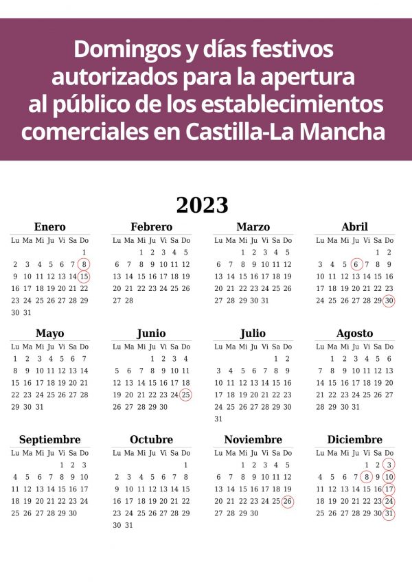 Apertura comercial domingos y festivos 2023